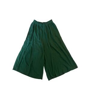 Women F OS Earth Music Ecology Daily Natural Green Wide Leg Lagenlook Pants Crop
